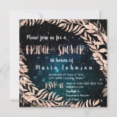 ブライダルシャワーリースバラ金ゴールドブルースカイティール(緑がかった色)スター 招待状 (正面)