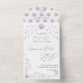 ブライダルシャワーリーフとピンクロータス オールインワン招待状 (内側)