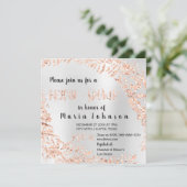 ブライダルシャワーリーフレースグリッターピンクローズシルバー 招待状 (スタンド正面)
