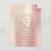 ブライダルシャワールクスフローラリースパールピンクローズ 招待状 (正面/裏面)