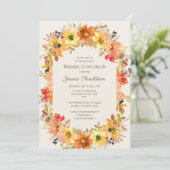 ブライダルシャワールンチョンオレンジイエロー秋フローラI 招待状 (スタンド正面)