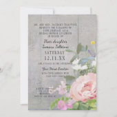ブライダルシャワールンチ素朴ョンエレガントフローラ牡丹 招待状 (正面)