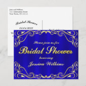 ブライダルシャワーレエレガントガルゴールデンタイポグラフィ 案内ポストカード (正面/裏面)