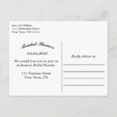 ブライダルシャワーレエレガントガルゴールデンタイポグラフィ 案内ポストカード (裏面)