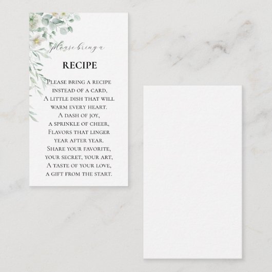 ブライダルシャワーレシピエンクロージャカード エンクロージャーカード (正面/裏面)