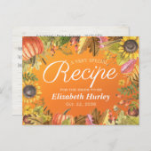 ブライダルシャワーレシピオータムメープル葉パンプキンス インビテーションポストカード (正面/裏面)
