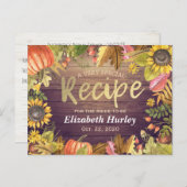 ブライダルシャワーレシピオータムメープル葉パンプキンス インビテーションポストカード (正面/裏面)