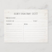 ブライダルシャワーレシピオータムメープル葉パンプキンス インビテーションポストカード (裏面)