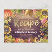 ブライダルシャワーレシピオータムメープル葉パンプキンス インビテーションポストカード (正面)