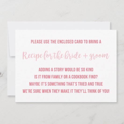 ブライダルシャワーレシピカードことわざ招待状挿入 カード (正面)