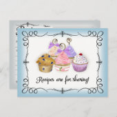 ブライダルシャワーレシピカードカップケーキスクロールレトロ ポストカード (正面/裏面)