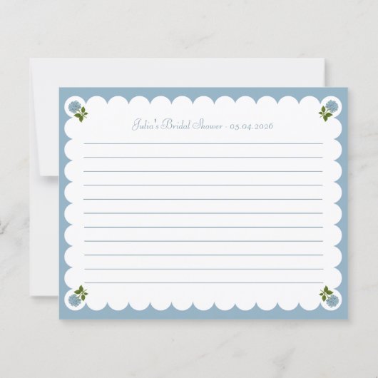 ブライダルシャワーレシピカードダスティブルーフローラ (裏面)