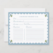 ブライダルシャワーレシピカードダスティブルーフローラ (正面)