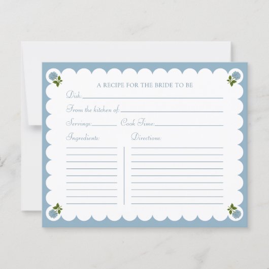 ブライダルシャワーレシピカードダスティブルーフローラ (正面)