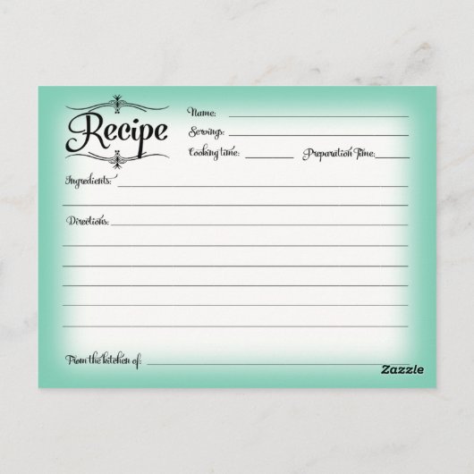 ブライダルシャワーレシピカードデザートレトロ ポストカード (裏面)