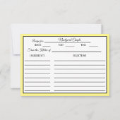 ブライダルシャワーレシピカードドットボーズバターイエロー 出欠カード (正面)