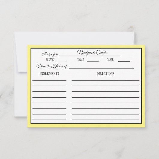 ブライダルシャワーレシピカードドットボーズバターイエロー 出欠カード (正面)