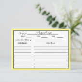 ブライダルシャワーレシピカードドットボーズバターイエロー 出欠カード (スタンド正面)