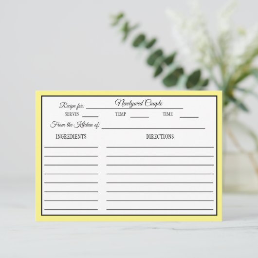 ブライダルシャワーレシピカードドットボーズバターイエロー 出欠カード (スタンド正面)