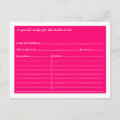 ブライダルシャワーレシピカードピンクティアラ インビテーションポストカード (裏面)