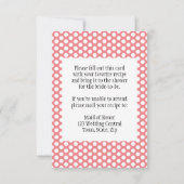 ブライダルシャワーレシピカードピンク&ホワイト水玉模様 出欠カード (裏面)