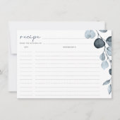 ブライダルシャワーレシピカードブルーグレーの葉 (正面)