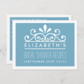ブライダルシャワーレシピカードブルーティアラ インビテーションポストカード (正面/裏面)