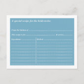 ブライダルシャワーレシピカードブルーティアラ インビテーションポストカード (裏面)