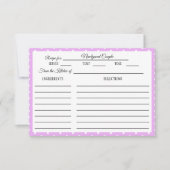ブライダルシャワーレシピカードホワイト水玉模様ラベンダー 出欠カード (正面)