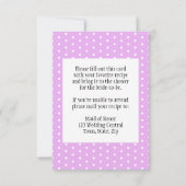 ブライダルシャワーレシピカードホワイト水玉模様ラベンダー 出欠カード (裏面)