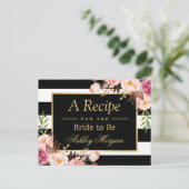 ブライダルシャワーレシピカードヴィンテージストライプフローラ ポストカード (スタンド正面)