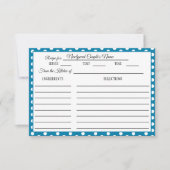 ブライダルシャワーレシピカード水玉模様セルリアンブルー 出欠カード (正面)