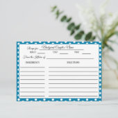 ブライダルシャワーレシピカード水玉模様セルリアンブルー 出欠カード (スタンド正面)