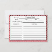 ブライダルシャワーレシピカード水玉模様ピンク 出欠カード (正面)