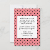 ブライダルシャワーレシピカード水玉模様ピンク 出欠カード (裏面)