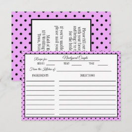 ブライダルシャワーレシピカード水玉模様ラベンダー 出欠カード