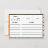 ブライダルシャワーレシピカード水玉模様桃 出欠カード (正面)
