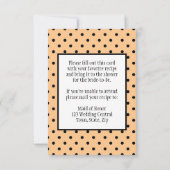 ブライダルシャワーレシピカード水玉模様桃 出欠カード (裏面)