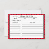 ブライダルシャワーレシピカード水玉模様赤と黒 出欠カード (正面)