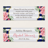 ブライダルシャワーレシピカード詩フローラネイビーストライプズ (正面&裏面)