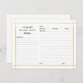 ブライダルシャワーレシピカード、シンプル金ゴールド枠 ポストカード (正面/裏面)