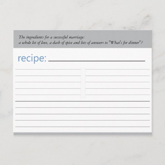 ブライダルシャワーレシピカード ポストカード (正面)