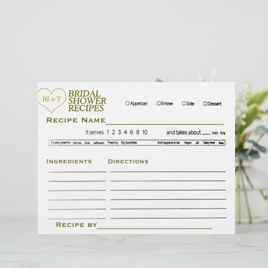 ブライダルシャワーレシピカード レターヘッド (スタンド正面)