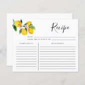 ブライダルシャワーレシピカード、レモンレシピカード (正面/裏面)