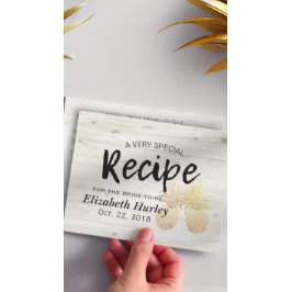 ブライダルシャワーレシピゴールデンパイナップルカップルウッド インビテーションポストカード