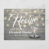 ブライダルシャワーレシピシャンパングラスウッドライト ポストカード (正面)