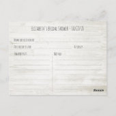 ブライダルシャワーレシピシャンパングラスウッドライト ポストカード (裏面)