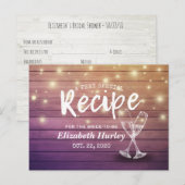 ブライダルシャワーレシピシャンパングラスウッドライト ポストカード (正面/裏面)