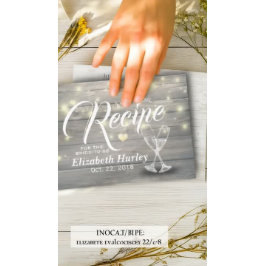 ブライダルシャワーレシピシャンパングラスウッドライト ポストカード