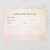 ブライダルシャワーレシピトンフライ交配ラブハート インビテーションポストカード (裏面)